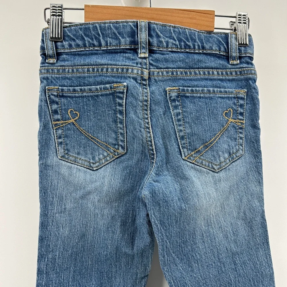 The Children's‎ Place Girls Size 6 Bootcut Stretch Jeans Medium Wash Denim Heart